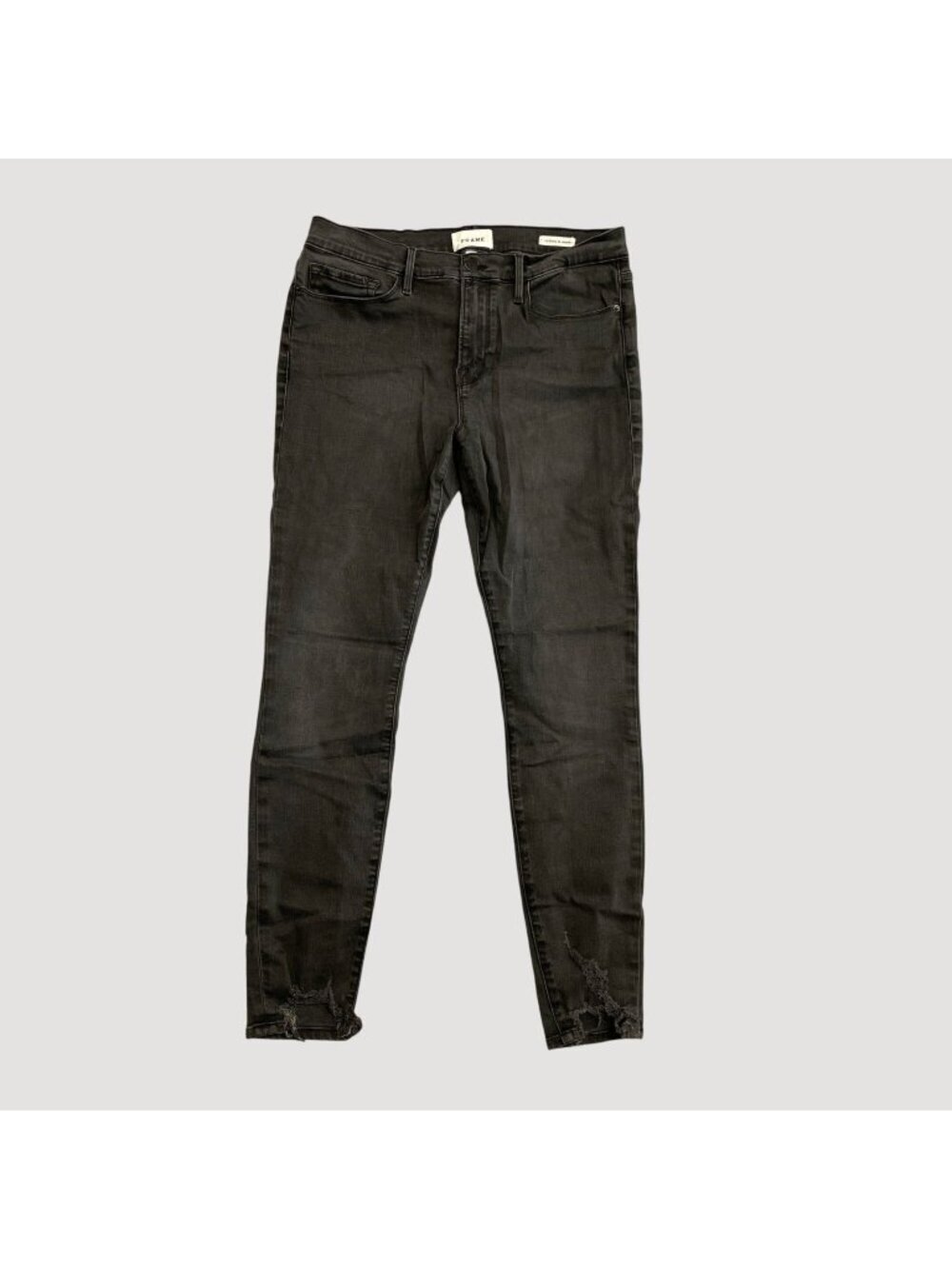 Frame Women's 30 Le Skinny De Jeanne Gray Distressed Hem Skinny Jeans P0340